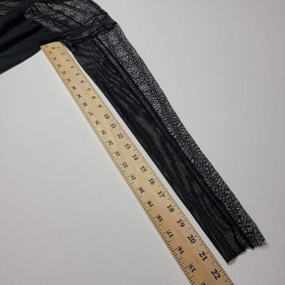 BCBGMaxAzria Women's Lace Sheer Lexi Top Long Sleeve Mesh Black Size Small - Picture 10 of 12